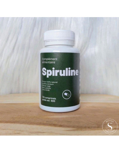 Flacon de spiruline qualité premium 120 comprimés – super aliment riche en protéines et fer