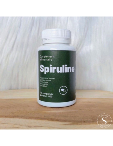 Flacon de spiruline qualité premium 120 comprimés – super aliment riche en protéines et fer