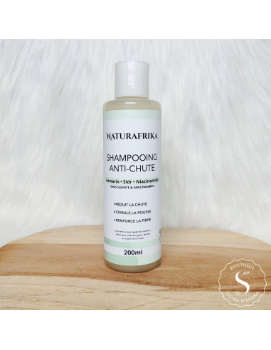 Shampoing anti-chute sans sulfate au romarin, sidr & niacinamide.